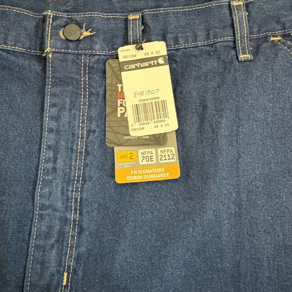 Carhartt FRB13 DNM Flame Resistant Denim Dungaree Jeans Mens 48x30 Blue FR New - Picture 7 of 7